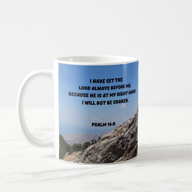Mug Psaume 16:8 Bible chrétienne Verse (Gauche)