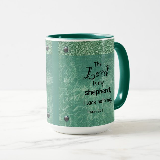 Mug Psaume 23:1 Design de typographie chrétienne (Devant droit)