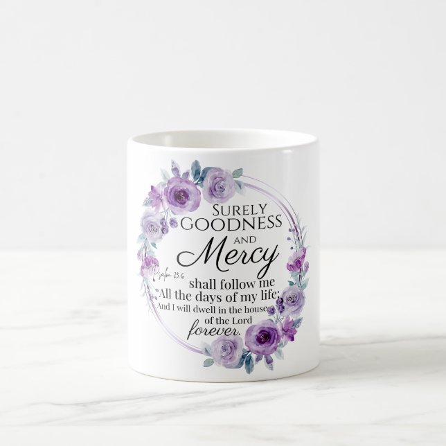 Mug Psaume 23:6 Inspirationnel Bible Verse Floral Viol (Centre)