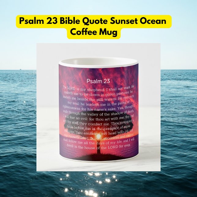 Mug Psaume 23 Citation biblique Coucher de soleil Océa (Créateur téléchargé)