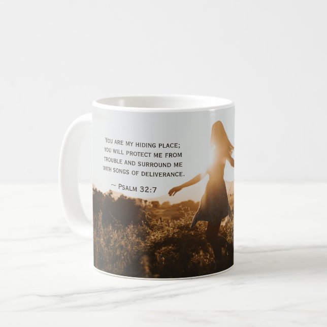 Mug Psaume 32:7 Tu es ma cachette Bible Verse (Devant gauche)