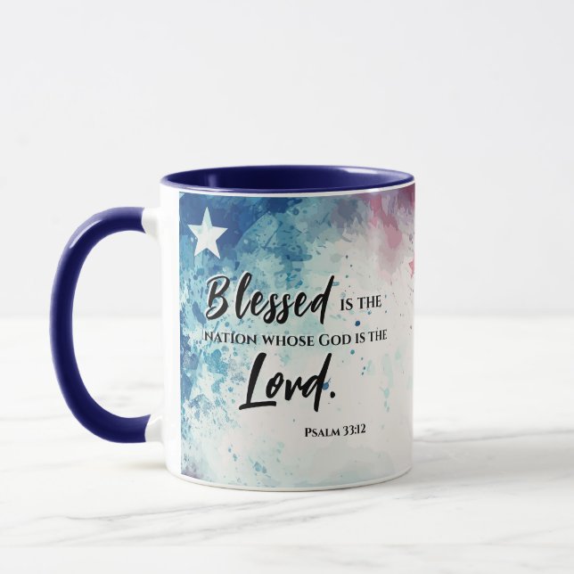 Mug Psaume 33:12 Béni est la Nation Bible Verse (Gauche)