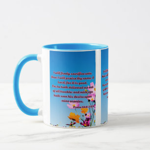 Mug Psaume 54:6-7 KJV Bible Écriture Pic Deux Tons