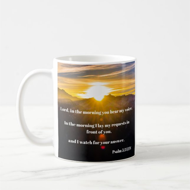 Mug Psaume 5 Matin Bible Verse (Gauche)