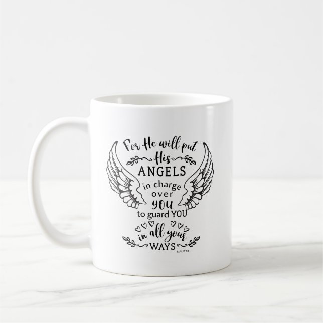 Mug Psaume 91:11 Bible Écriture Verse Angels Garde (Gauche)
