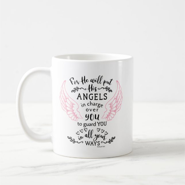 Mug Psaume 91:11 Bible Écriture Verse Angels Garde (Gauche)