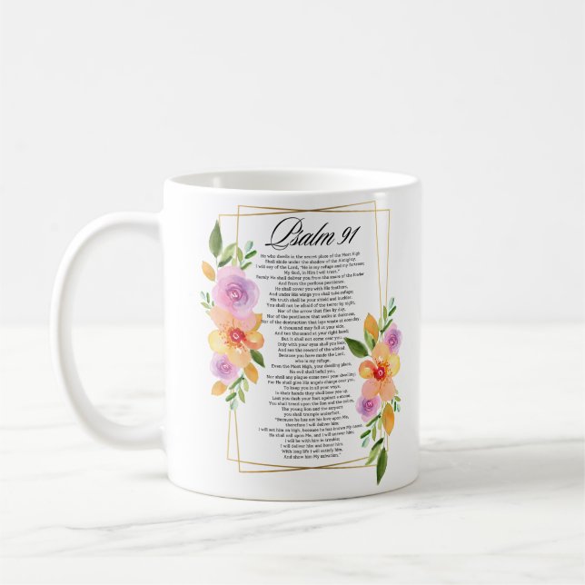 Mug Psaume 91 Cadre géométrique Floral (Gauche)