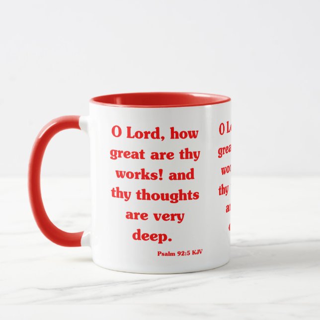 Mug Psaume 92:5 KJV Bible Verse Deux Tons (Gauche)