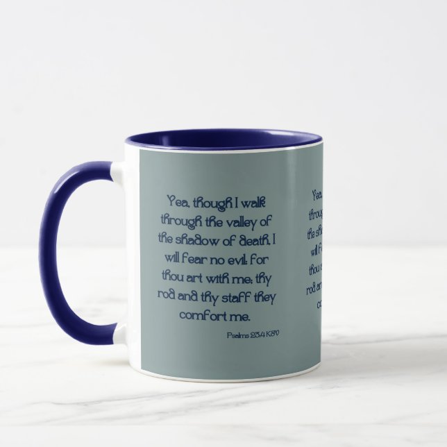 Mug Psaumes 23:4 KJV Bible Écriture Deux Tons (Gauche)