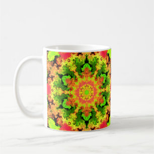 Mug Psychédélic Hippie Flower Green Orange and Red