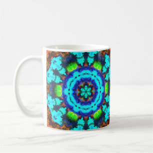 Mug Psychédélique Hippie Fleur Bleu Orange et Vert