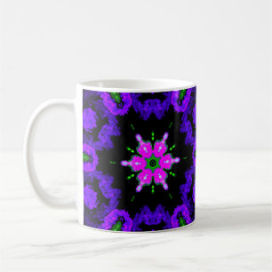 Mug Psychédélique Hippie Fleur rose violet et vert