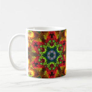 Mug Psychédélique Hippie Fleur verte rouge et orange