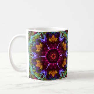 Mug Psychédélique Mandala Fleur violet orange et vert