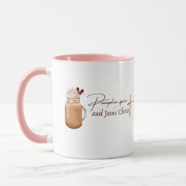 Mug Pumpkin Spice and Jesus Christ (Pink version) (Gauche)