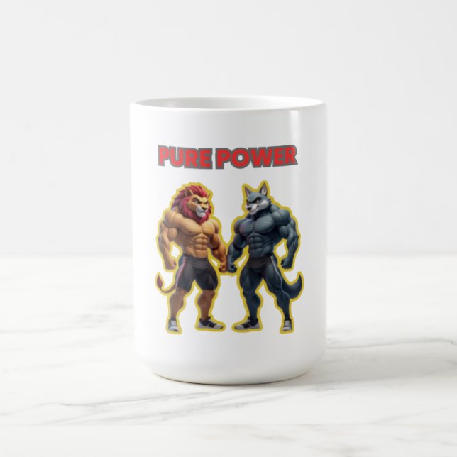 Mug Pure Power – Strong Animal Muscle Cartoon Design (Centre)