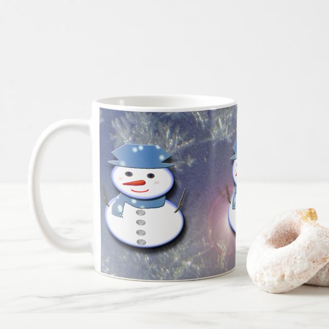 Mug Pure White Snowman (Avec donut)