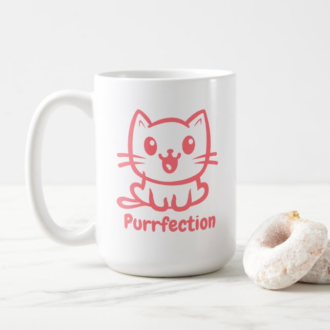 Mug Purfection, Très Mignonne Chat Anime (Avec donut)