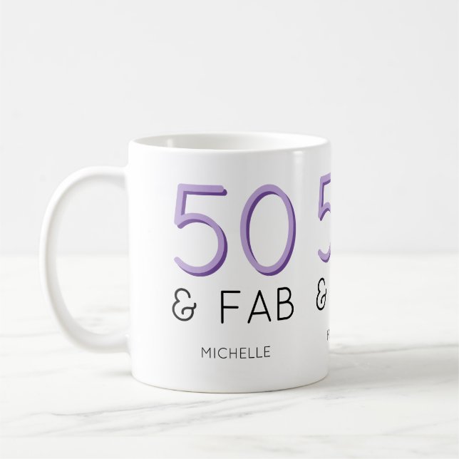 Mug Purple 50 et fabuleux Modern 50th Birthday Party (Gauche)