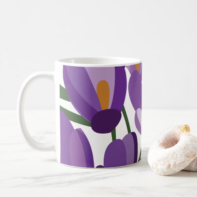 Mug Purple Crocus Floral (Avec donut)