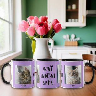 Mug Purple Custom Photo Chat Maman Vie Fête des Mères