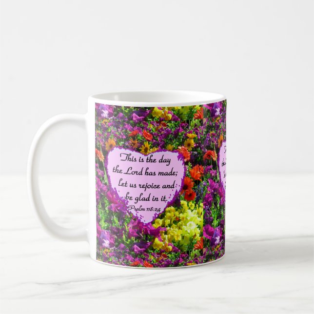 MUG PURPLE FLORAL PSALM 118:24 PHOTO DESIGN (Gauche)