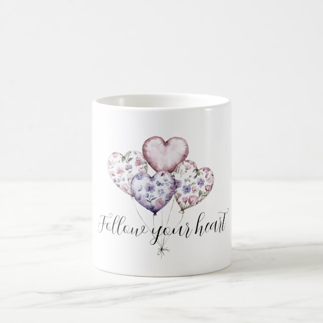 Mug Purple Lavender Pink Floral Heart Balloons (Centre)