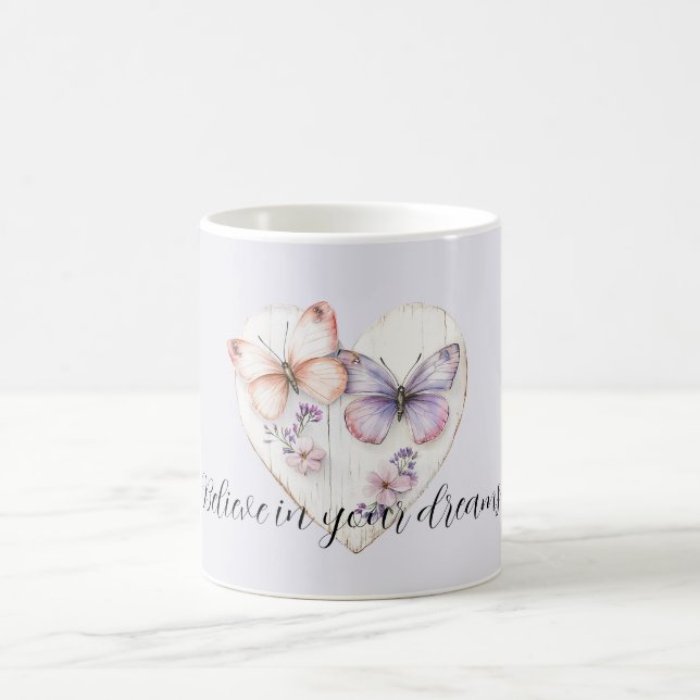 Mug Purple Lavender Pink Floral Heart Butterflies (Centre)