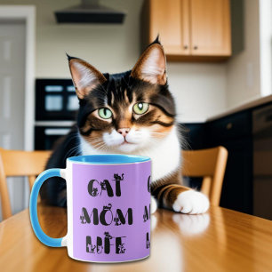 Mug Purple Modern Chat Maman Vie Mère mignonne Fête de