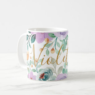 Mug Purple Pastel Flowers Aquarelle Floral Ajouter un 