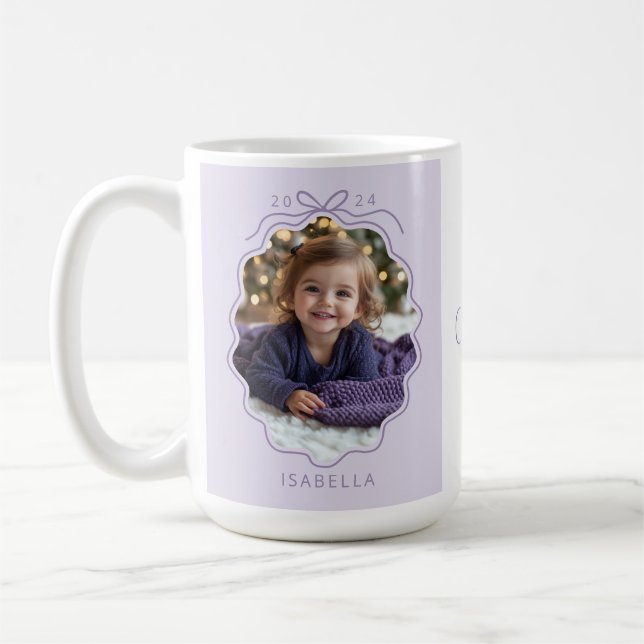 Mug Purple Simple Bow Photo Joyeux Noël (Gauche)