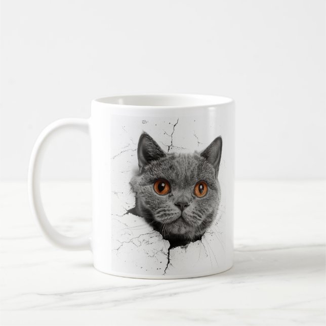 Mug Purr-Through - Chat curieux (Gauche)