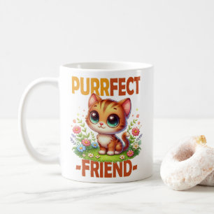 Mug Purrfect Friend pun Cute orange chat chaton dessin