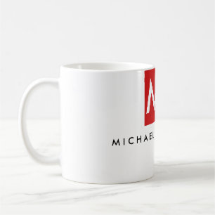 Mug Qualité Rouge Blanc Monogramme Élégant Unique