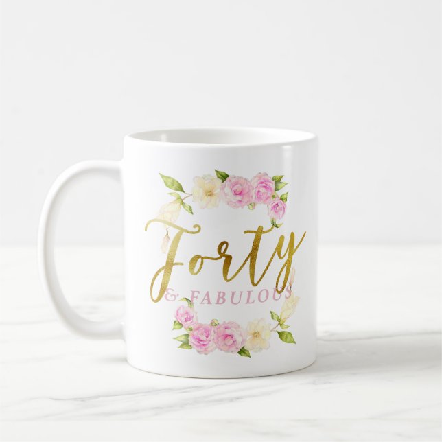 Mug Quarante et or rose fabuleux floraux (Gauche)