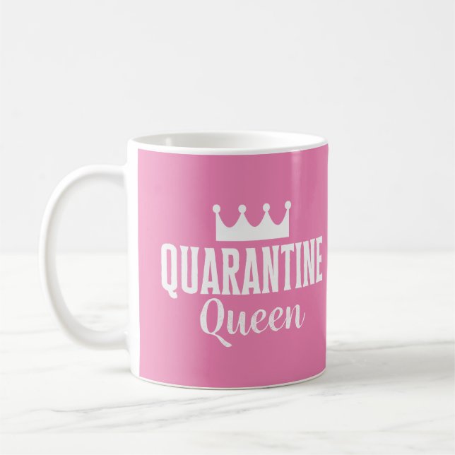 Mug Quarantine Queen 2020 Pink Girly Virus (Gauche)