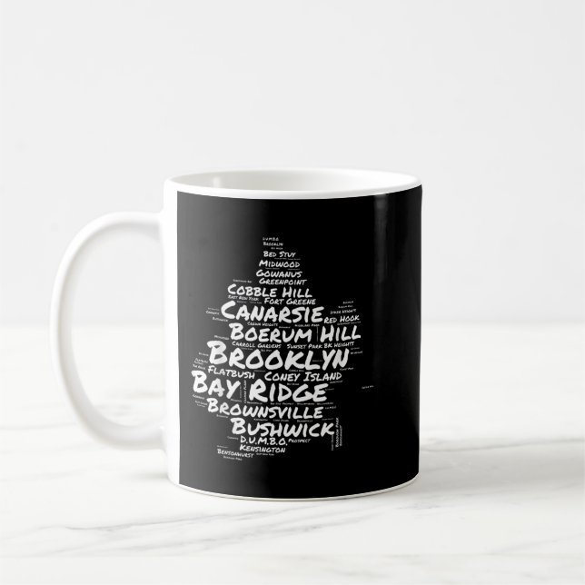 Mug Quartiers de Brooklyn New York Word Cloud Brookly (Gauche)
