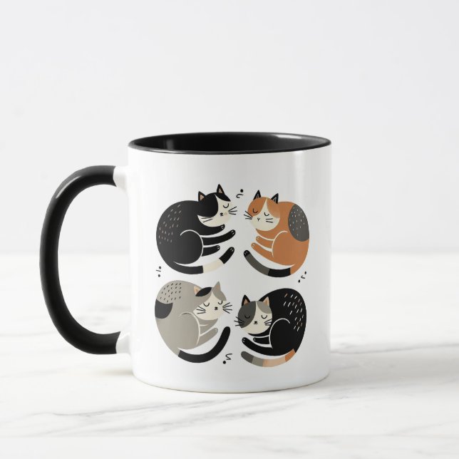 Mug Quatre chats dormant dans un cercle - Purring Ritu (Gauche)