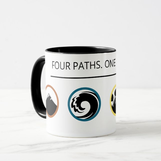 Mug Quatre Chemins. Un Voyage. (Devant gauche)