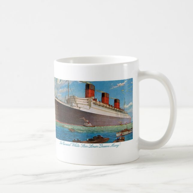 Mug Queen Mary de la ligne blanche d'étoile de Cunard (Droite)