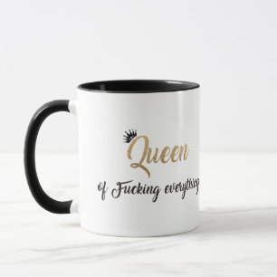 Mug Queen of f*cking tout ! Or noir