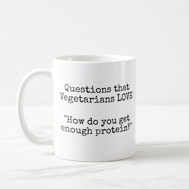 Mug Questions que les végétariens AIMENT - Protéines (Gauche)