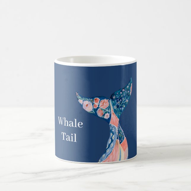 Mug Queue de baleine florale pêche bleue (Centre)