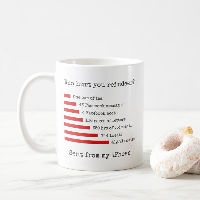 Mug Qui vous a blessé Reindeer envoyé de mon iPhone (Avec donut)