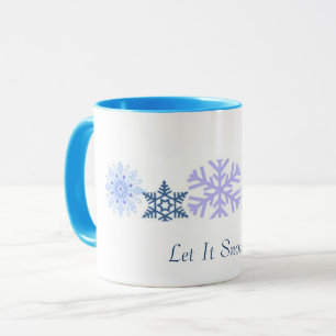 Mug Qu'il neige   Flocons de neige bleus