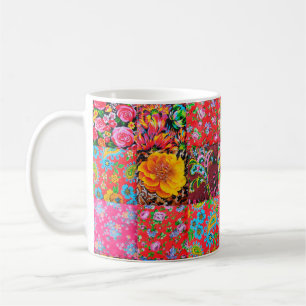 Mug Quillette patchwork artisanale avec motif floral e