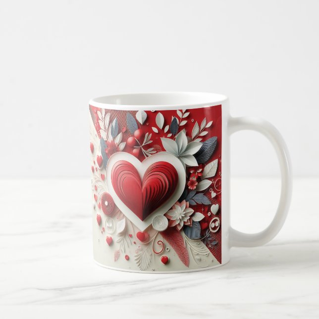 Mug Quilling Hearts Fleurs Design Saint Valentin (Droite)