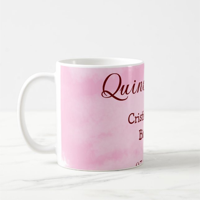 Mug Quinceanera anos 15e anniversaire ajouter nom text (Gauche)