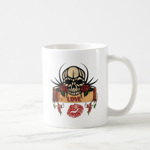 Mug RAB Rockabilly Crâne Roses Amour Rouge à lèvres
