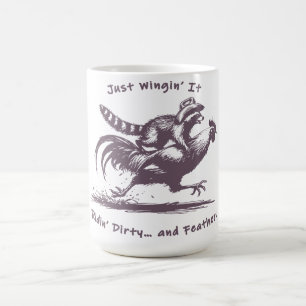 Mug Raccoon cheval Rooster - Barnyard Rodeo Cowboy